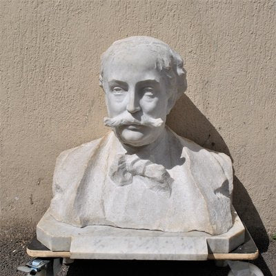 Marble Bust, Gentleman with Moustache, 19th Century-SYQ-944762