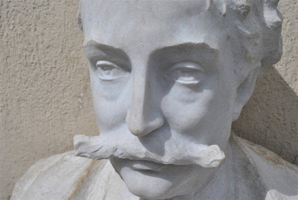 Marble Bust, Gentleman with Moustache, 19th Century-SYQ-944762