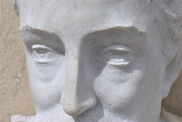 Marble Bust, Gentleman with Moustache, 19th Century-SYQ-944762