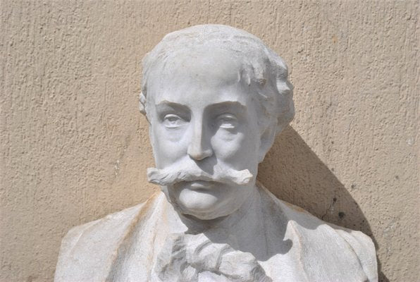 Marble Bust, Gentleman with Moustache, 19th Century-SYQ-944762