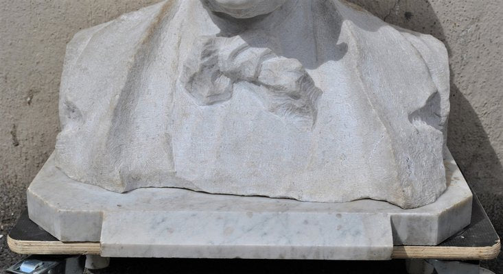 Marble Bust, Gentleman with Moustache, 19th Century-SYQ-944762