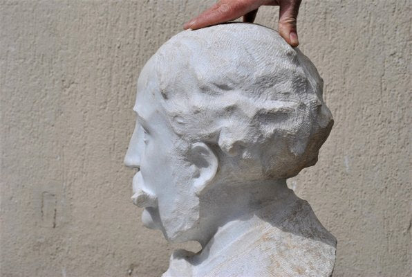 Marble Bust, Gentleman with Moustache, 19th Century-SYQ-944762