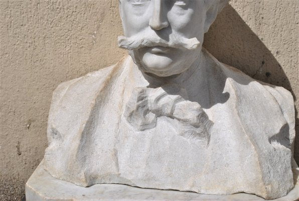 Marble Bust, Gentleman with Moustache, 19th Century-SYQ-944762