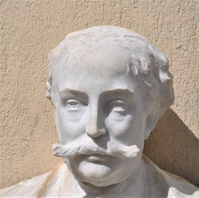 Marble Bust, Gentleman with Moustache, 19th Century-SYQ-944762