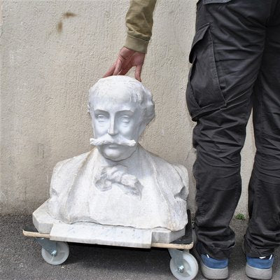 Marble Bust, Gentleman with Moustache, 19th Century-SYQ-944762