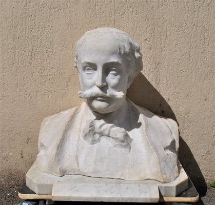 Marble Bust, Gentleman with Moustache, 19th Century-SYQ-944762