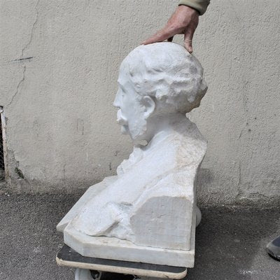 Marble Bust, Gentleman with Moustache, 19th Century-SYQ-944762