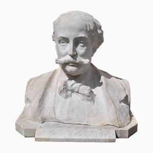 Marble Bust, Gentleman with Moustache, 19th Century-SYQ-944762