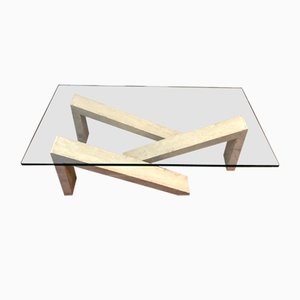 Marble Coffee Table with Glass Top-BA-1014329