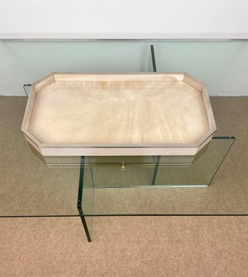 Marble Effect Acrylic & Chrome Tray Centerpiece, Italy, 1970s-LYQ-1171267