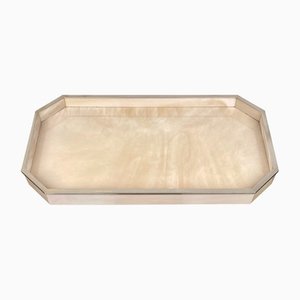 Marble Effect Acrylic & Chrome Tray Centerpiece, Italy, 1970s-LYQ-1171267