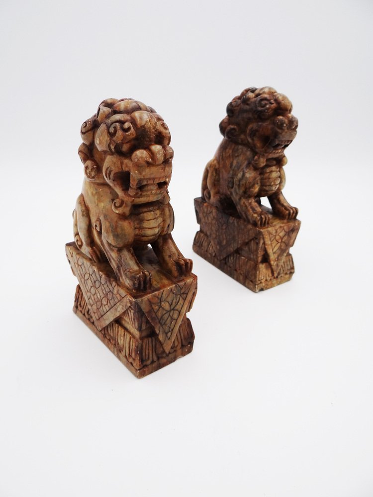 Marble Foo Dogs, China, 1800s, Set of 2