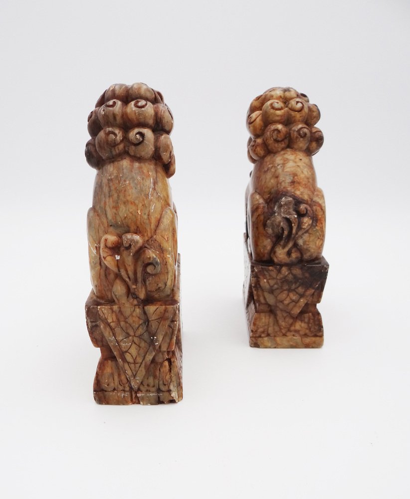 Marble Foo Dogs, China, 1800s, Set of 2