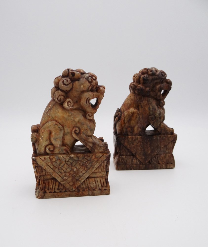 Marble Foo Dogs, China, 1800s, Set of 2