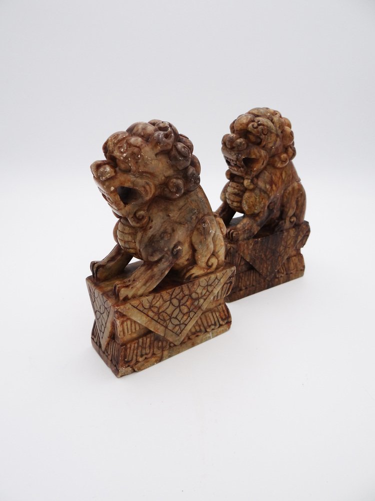 Marble Foo Dogs, China, 1800s, Set of 2