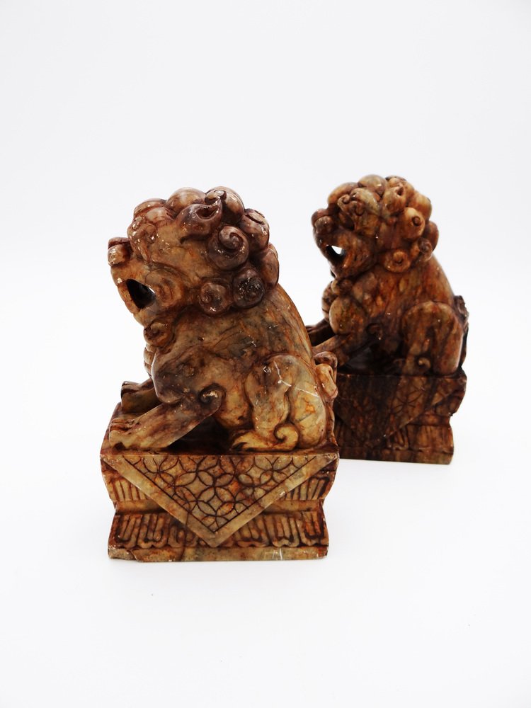 Marble Foo Dogs, China, 1800s, Set of 2