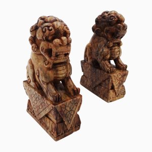 Marble Foo Dogs, China, 1800s, Set of 2-RKF-1743142