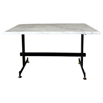 Marble Living Room Table in Iron and Brass, 1960s-TOI-1747292