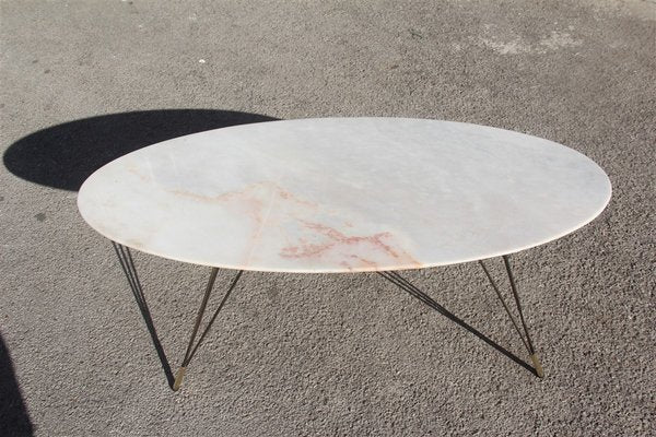 Marble, Metal, and Brass Coffee Table, 1950s-EH-563805