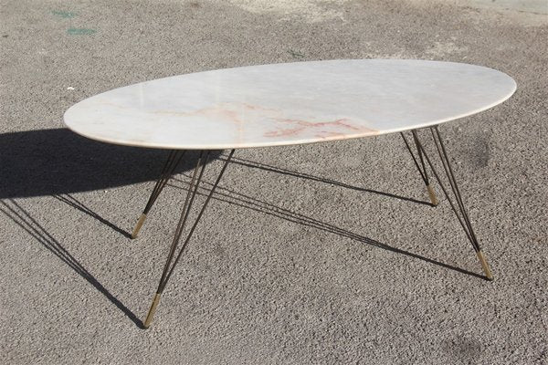 Marble, Metal, and Brass Coffee Table, 1950s-EH-563805