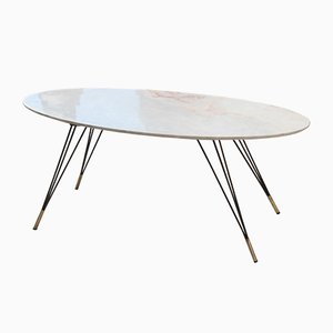 Marble, Metal, and Brass Coffee Table, 1950s-EH-563805