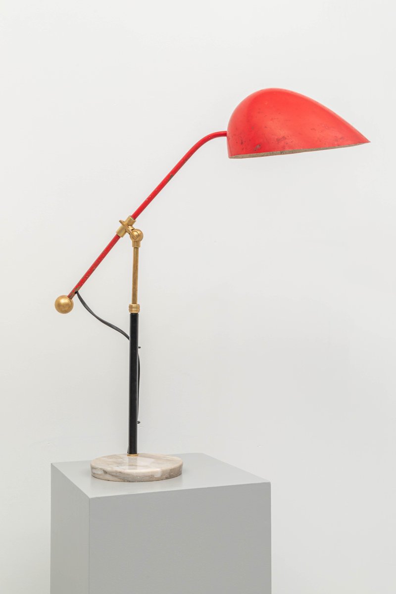 Marble, Metal and Brass Table Lamp 5023 by Angelo Brotto for Esperia, 1950s