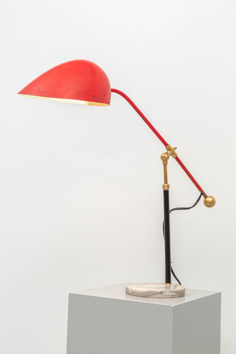 Marble, Metal and Brass Table Lamp 5023 by Angelo Brotto for Esperia, 1950s