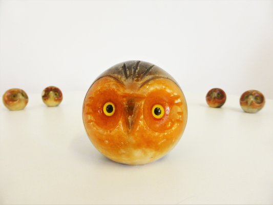 Marble Owls, 1970s, Set of 8-KNM-946496