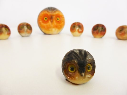 Marble Owls, 1970s, Set of 8-KNM-946496