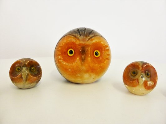 Marble Owls, 1970s, Set of 8-KNM-946496