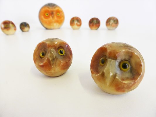 Marble Owls, 1970s, Set of 8-KNM-946496