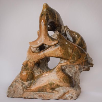 Marble Sculpture of Dolphins-AOI-1318383