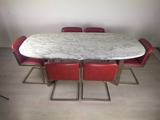 Marble Table and 6 Chairs, Set of 7-EAD-964450