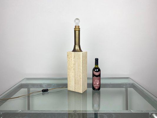 Marble Travertine & Brass Table Lamp by Fratelli Mannelli, Italy, 1970-LYQ-1171652