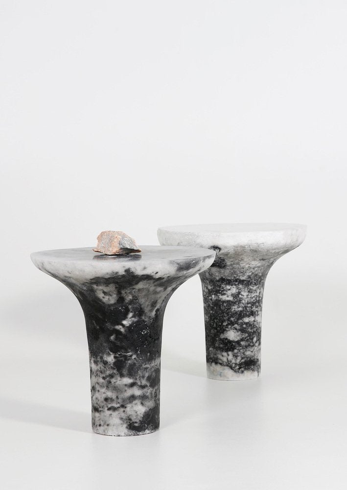 Marbled Salts Gueridons by Roxane Lahidji, Set of 2