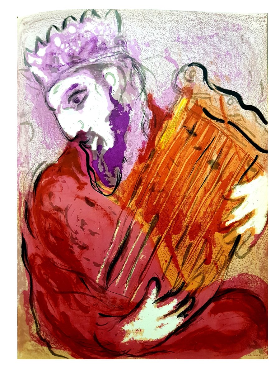 Marc Chagall - Colorful Bible King - Original Lithograph 1956