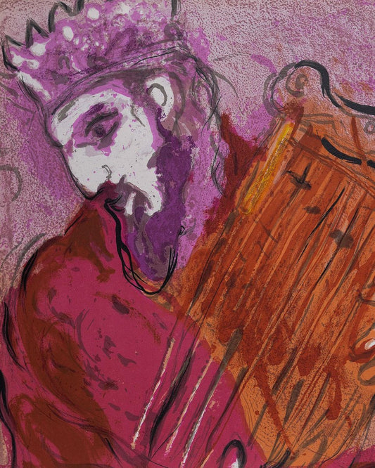 Marc Chagall, La Bible, David À La Harpe, 1956, Lithograph