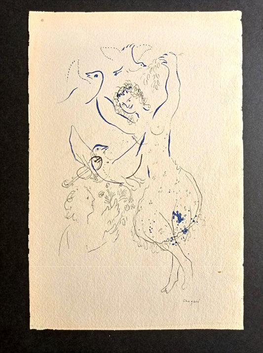 Marc Chagall, La Danseuse aux Oiseaux, Pochoir Print, 1958