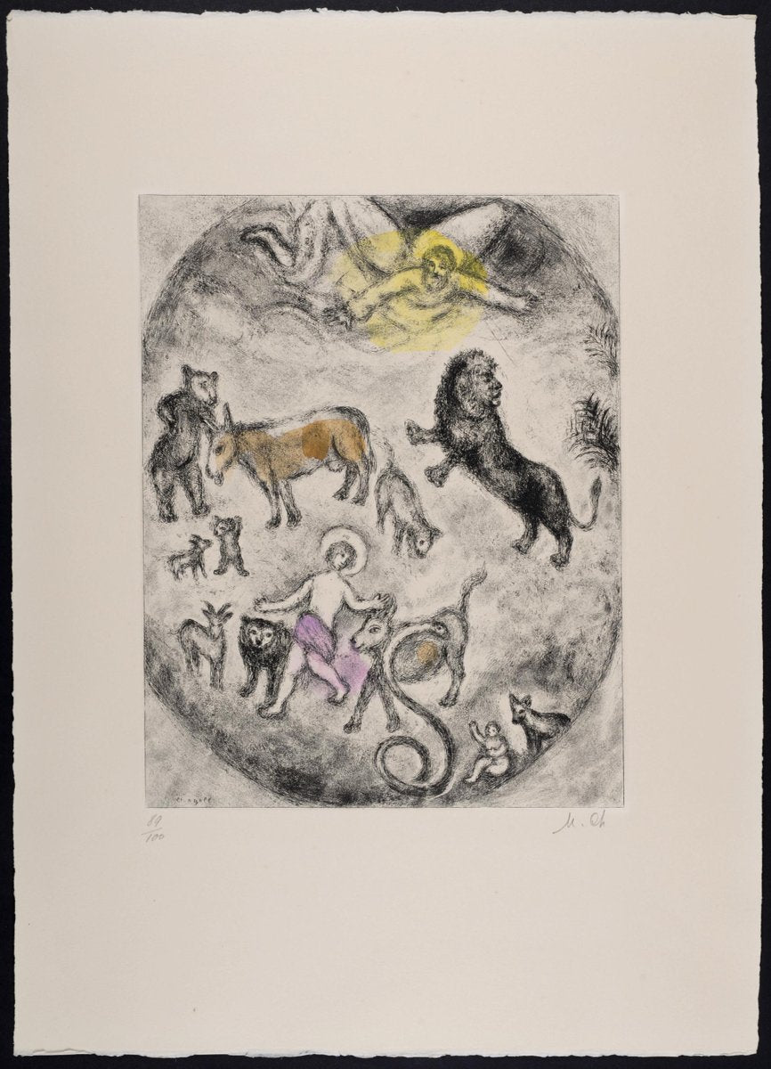 Marc Chagall, The Reconciliation of All the Creatures (Isaiah 11: 5-9), 1958, Original Etching