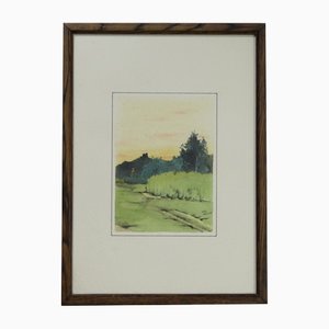 Marc Van Schil, Landscape, 1960s, Watercolor, Framed-NE-1371873