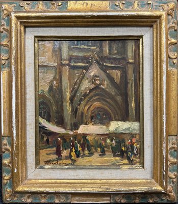 Marcel Bertoin, Outdoor Scene, Oil on Wood, 20th Century-NRK-2027763