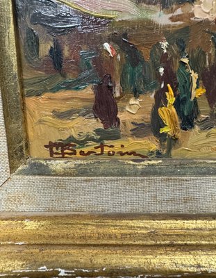 Marcel Bertoin, Outdoor Scene, Oil on Wood, 20th Century-NRK-2027763