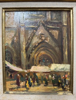 Marcel Bertoin, Outdoor Scene, Oil on Wood, 20th Century-NRK-2027763