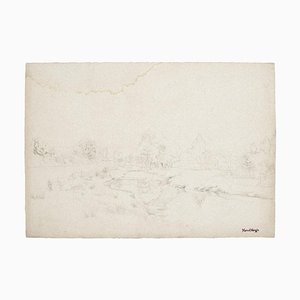 Marcel Mangin, Landscape, Pencil on Paper, Mid-20th Century-ZCI-871693