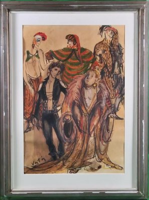 Marcel Vertes, Comedy of Art, 1920s, Mixed Media-QOR-2023602