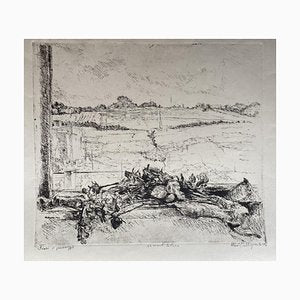 Marco Bellagamba, Dry Flowers in the Landscape, Original Etching, 1968-ZCI-808370