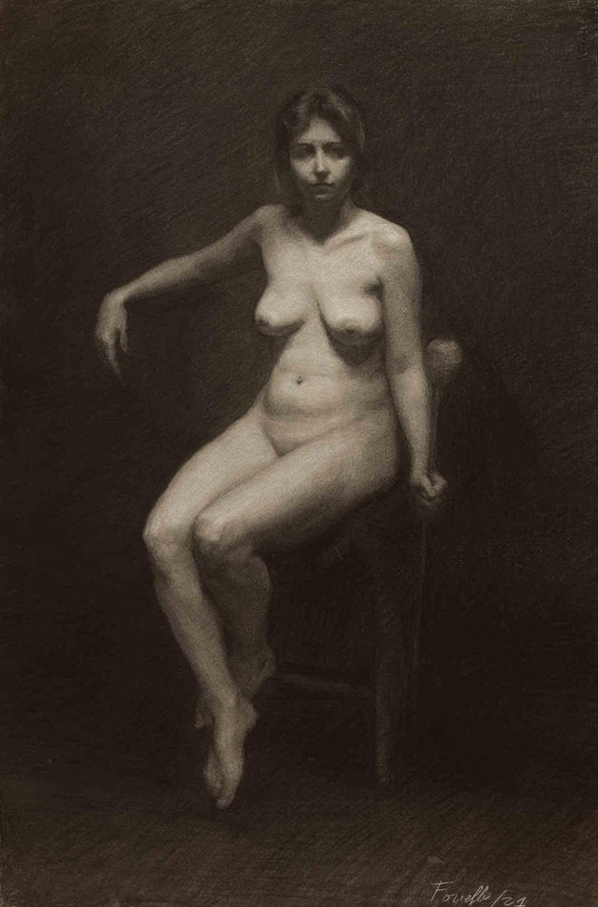 Marco Fariello, Naked Young Woman, Oil Painting, 2021