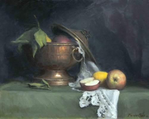 Marco Fariello, Still Life with Vase and Fruit, Oil Painting, 2021-ZCI-1770149