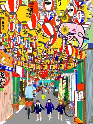 Marco Santaniello, Lanterns Bonanza in Osaka, 2024, Digital Art on Canvas-CHG-2037958