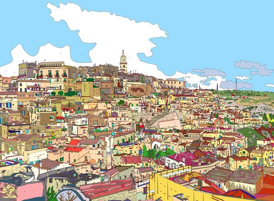 Marco Santaniello, View of Matera, 2024, Digital Art on Canvas-CHG-2037392